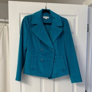 Liz Claiborne Teal Double-Breasted Pea Coat
